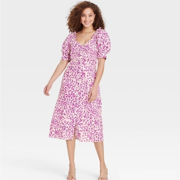 Who what wear violet animal print dress size XL spring Easter cottagecore - Picture 1 of 12